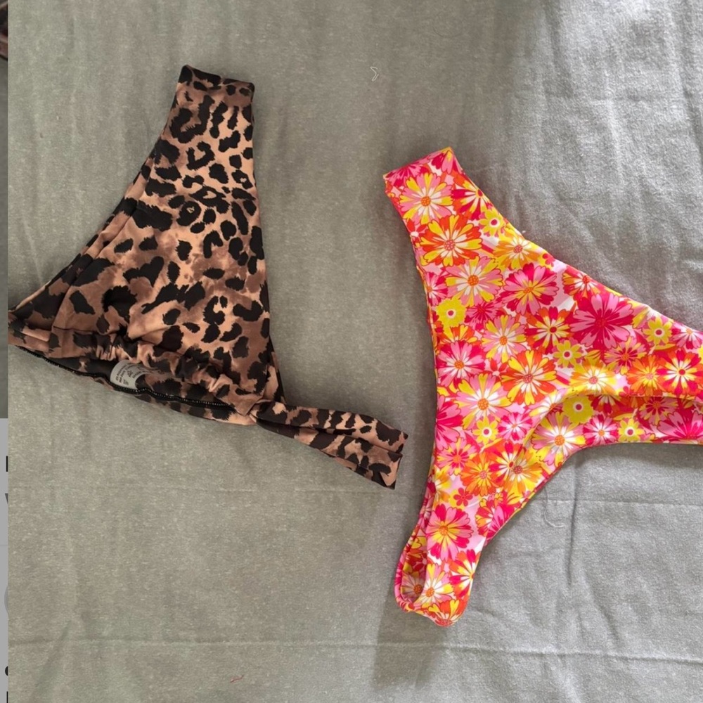 Leopard and Floral Bikini Bottoms